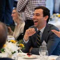 A. Dinklow and faculty at lunch